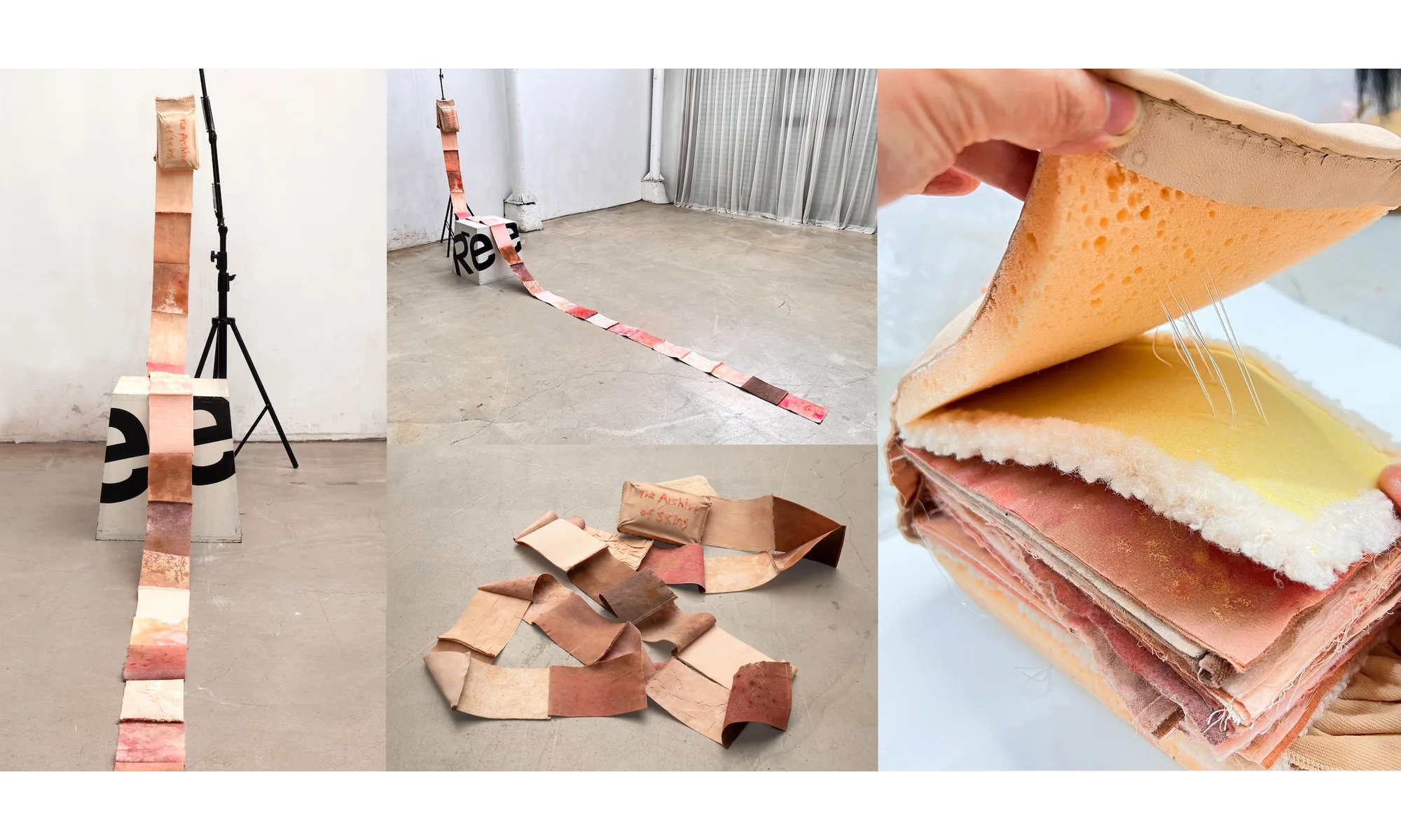 The fabric book unfolded into a long strip across the floor